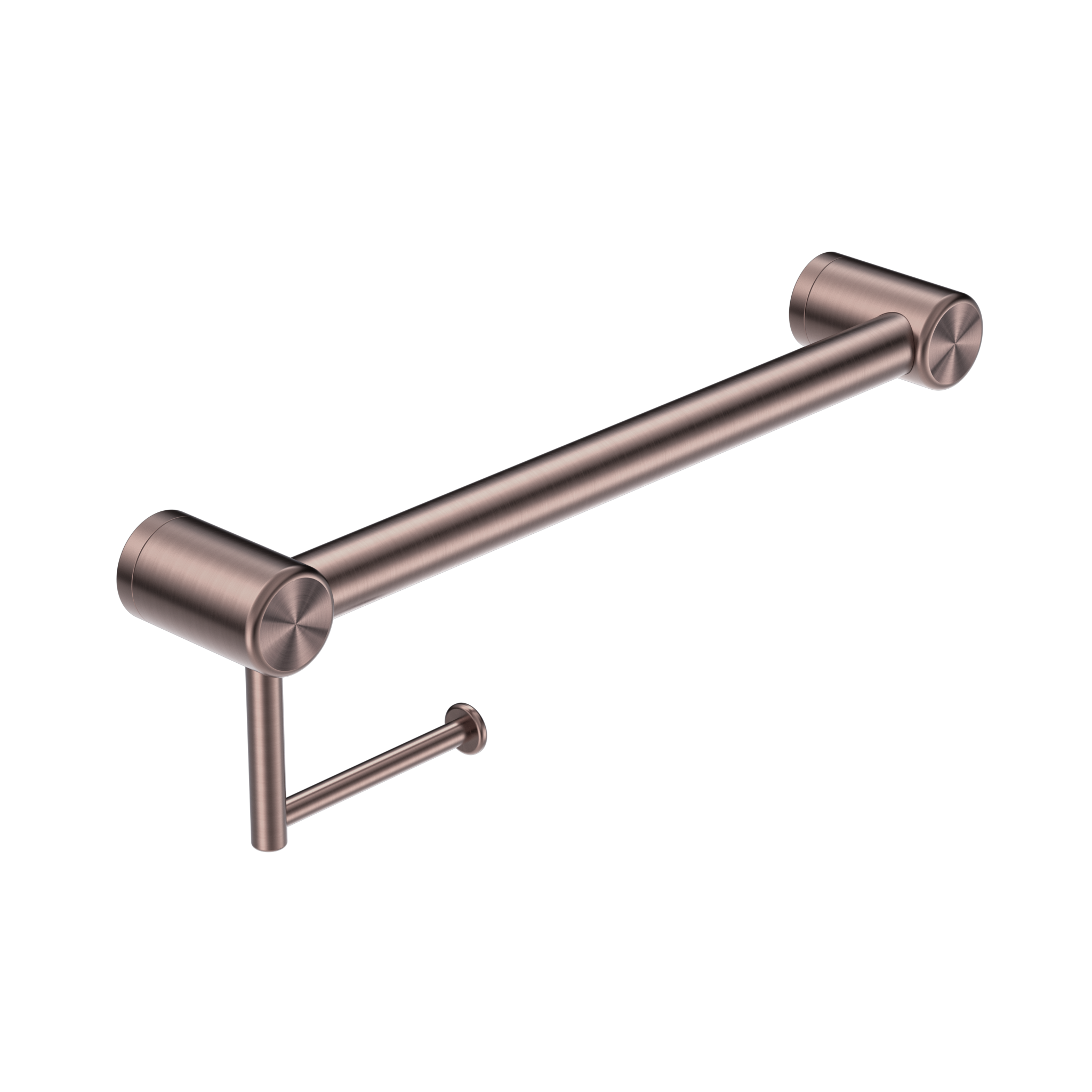 Calibre Mecca 32mm Grab Rail With Toilet Roll Holder 450mm Brushed Bronze - NRCR3218ABZ