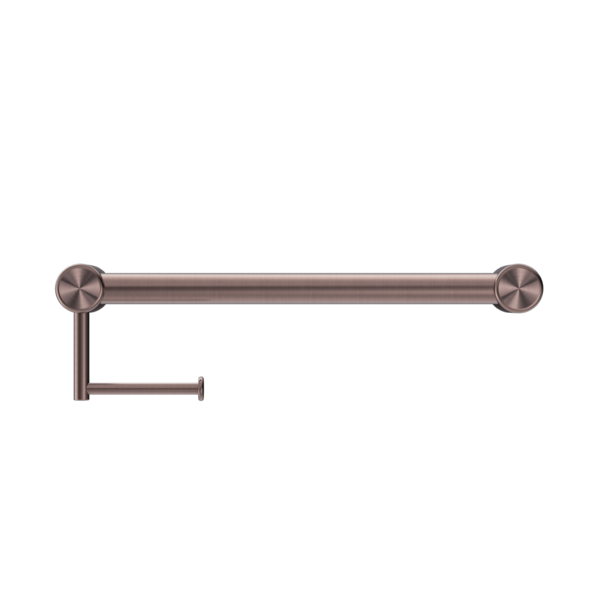 CALIBRE MECCA 32MM GRAB RAIL WITH TOILET ROLL HOLDER 450MM BRUSHED BRONZE