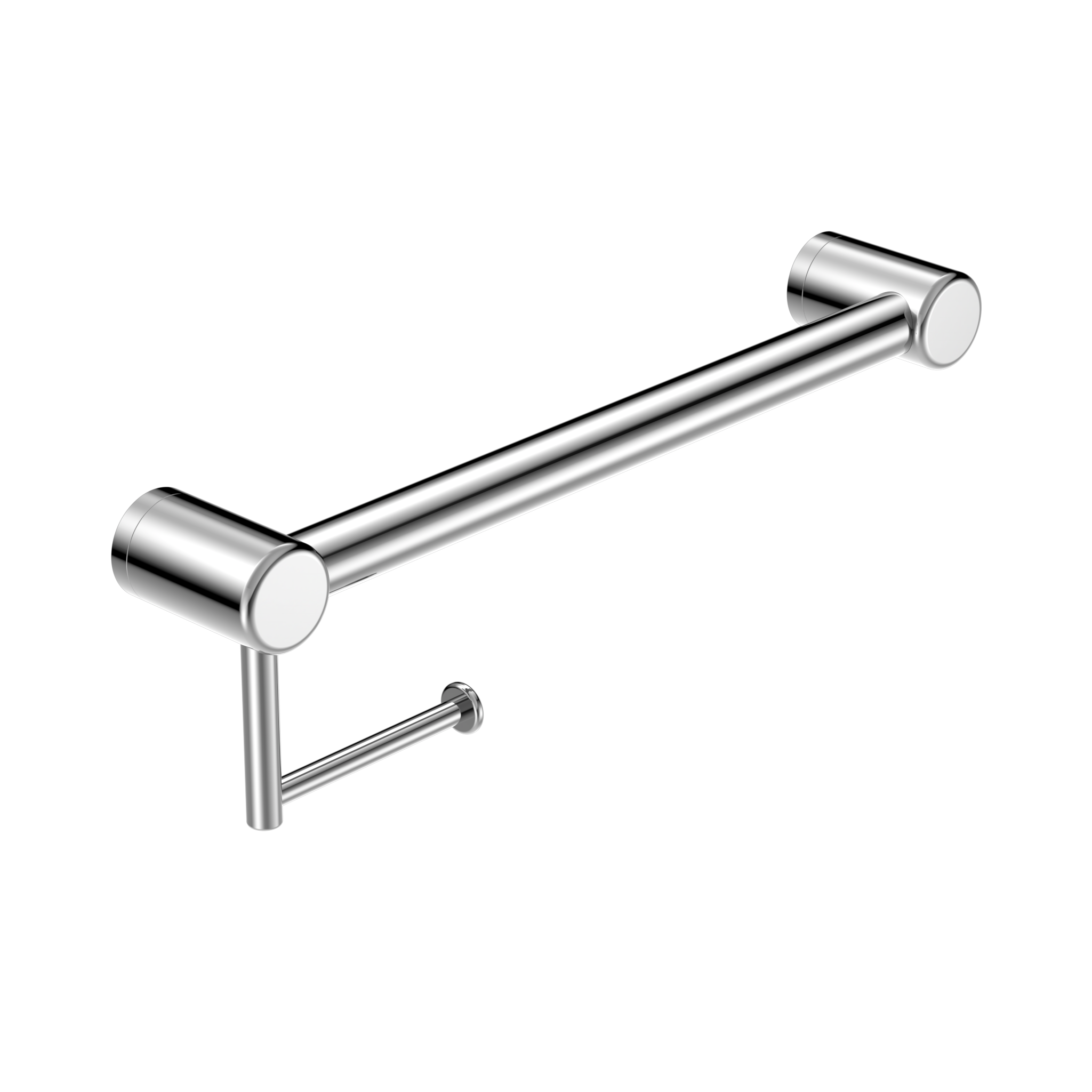 CALIBRE MECCA 32MM GRAB RAIL WITH TOILET ROLL HOLDER 450MM CHROME