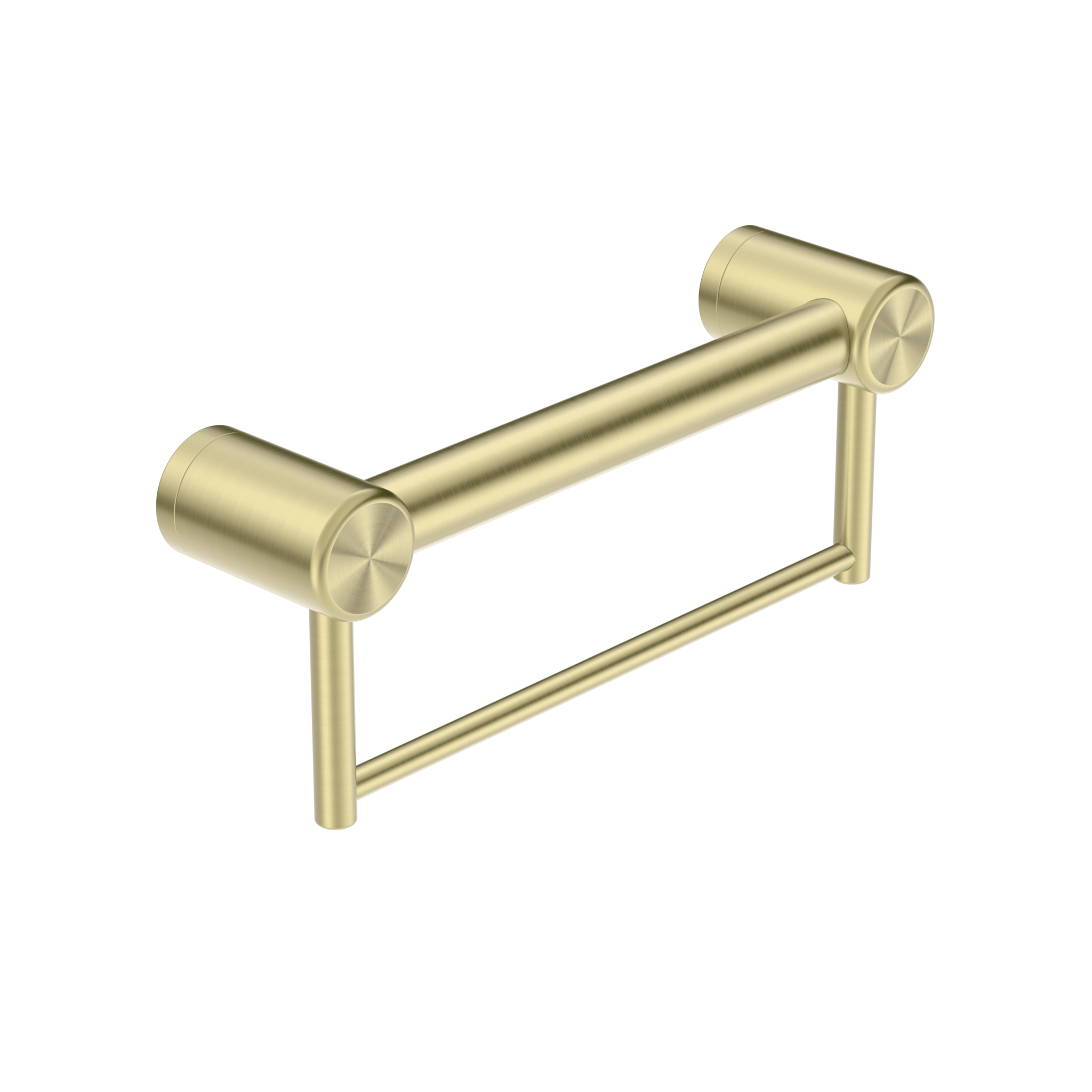 CALIBRE MECCA 32MM GRAB RAIL WITH TOWEL HOLDER 300MM BRUSHED GOLD