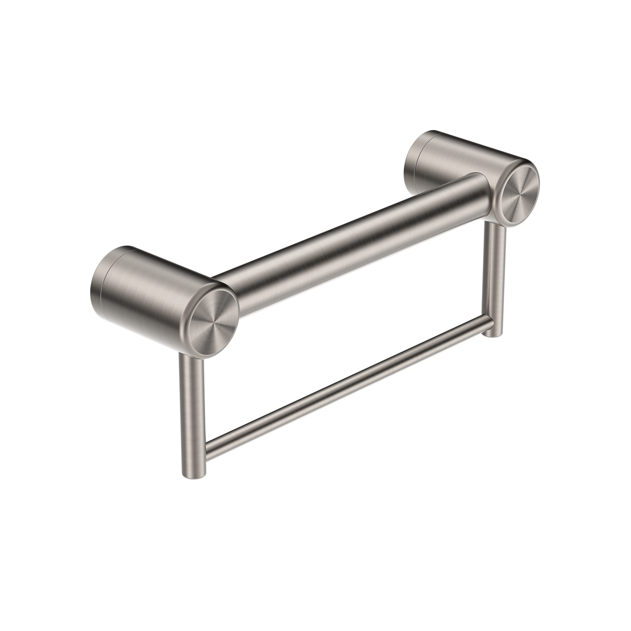 CALIBRE MECCA 32MM GRAB RAIL WITH TOWEL HOLDER 300MM BRUSHED NICKEL