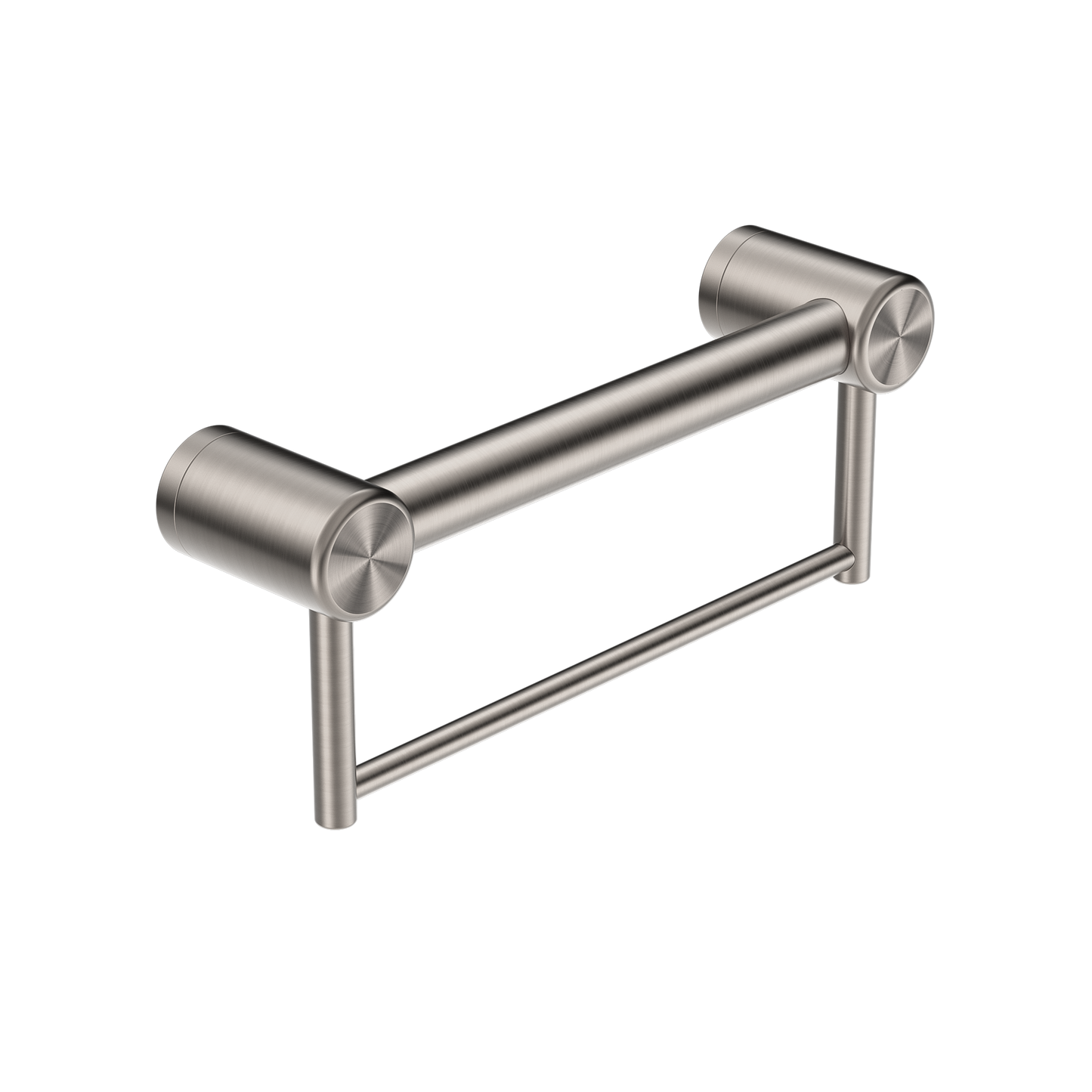 CALIBRE MECCA 32MM GRAB RAIL WITH TOWEL HOLDER 300MM BRUSHED NICKEL