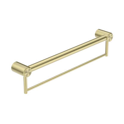 CALIBRE MECCA 32MM GRAB RAIL WITH TOWEL HOLDER 600MM BRUSHED GOLD