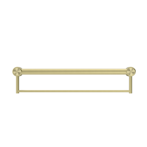 CALIBRE MECCA 32MM GRAB RAIL WITH TOWEL HOLDER 600MM BRUSHED GOLD