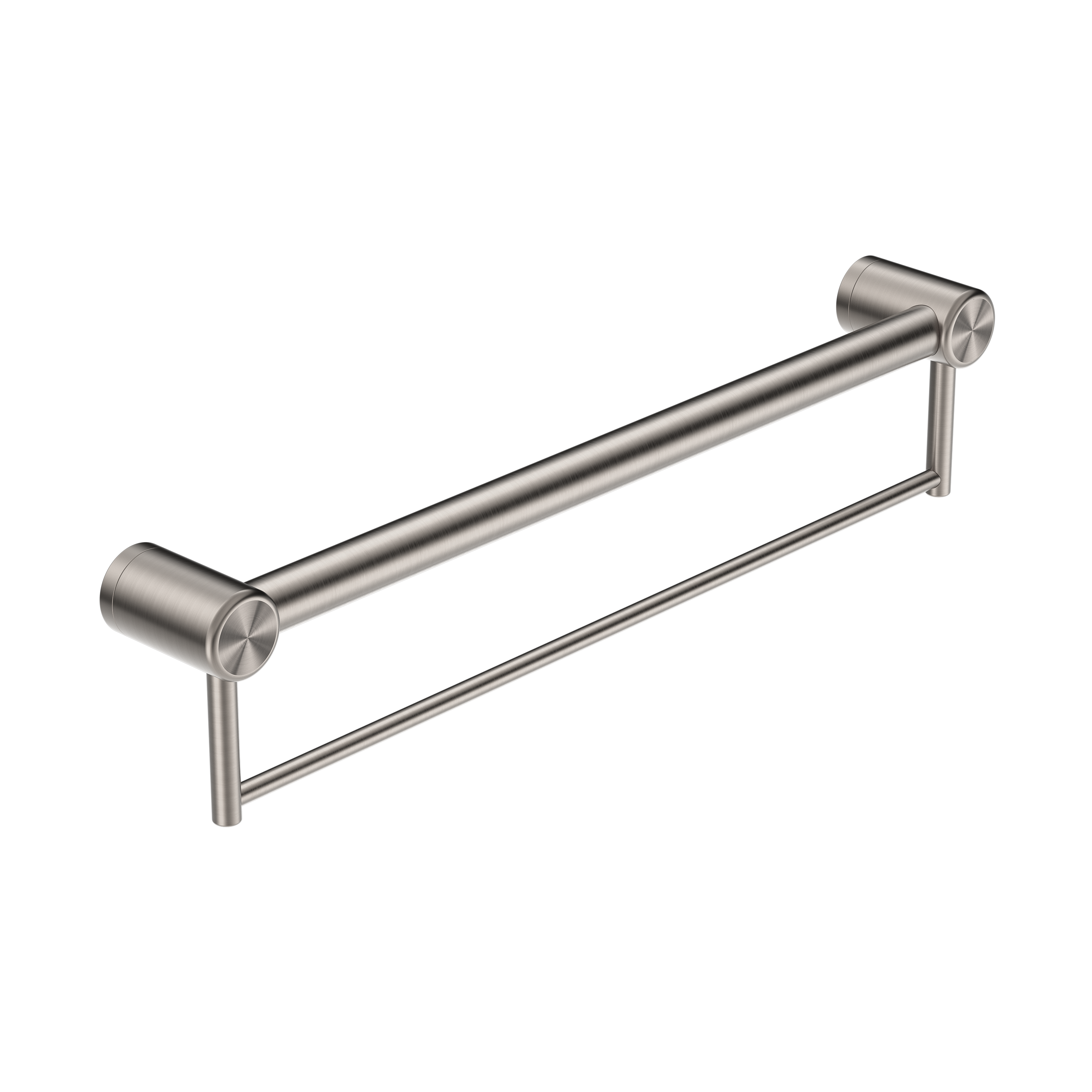 CALIBRE MECCA 32MM GRAB RAIL WITH TOWEL HOLDER 600MM BRUSHED NICKEL