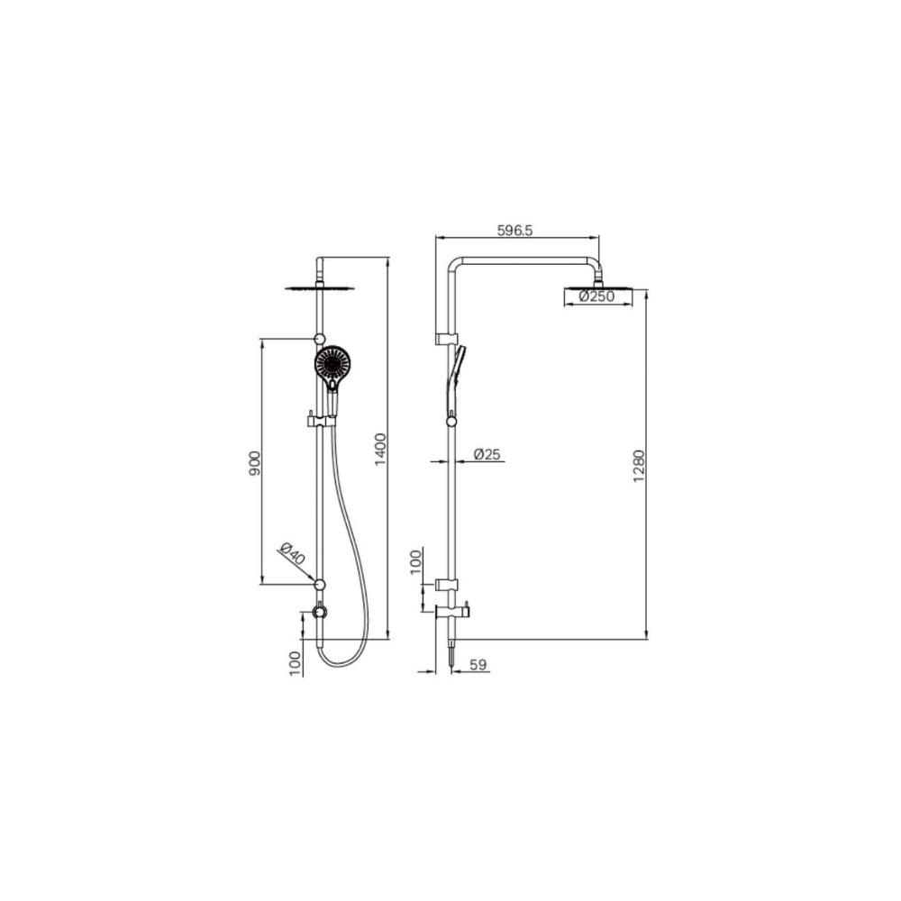 Calibre Mecca 25mm Grab Rail 900mm Twin Shower Set Chrome (Stock arriving early November) - NRCS007CH