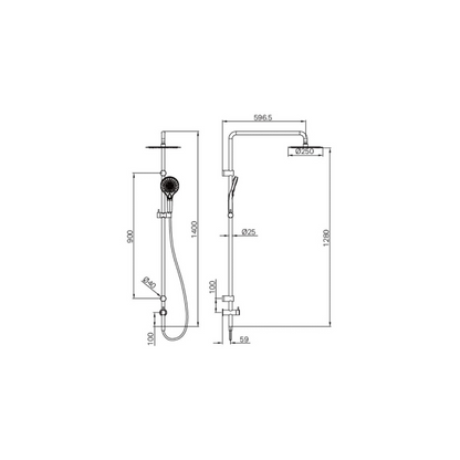 Calibre Mecca 25mm Grab Rail 900mm Twin Shower Set Brushed Bronze (Stock arriving early November) - NRCS007BZ