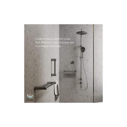 Calibre Mecca 25mm Grab Rail 900mm Twin Shower Set Brushed Bronze (Stock arriving early November) - NRCS007BZ