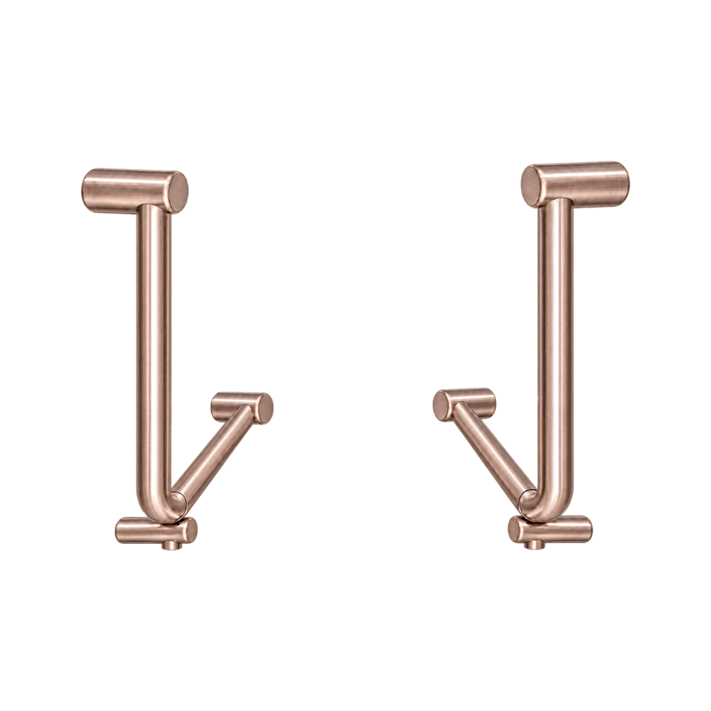 Calibre Mecca 32mm AS1428.1 Ambulant Toilet Cubicle Grab Rail Pair 90 Degree 450X450 Bent Rail Brushed Bronze - RPNRCR3290dBZ