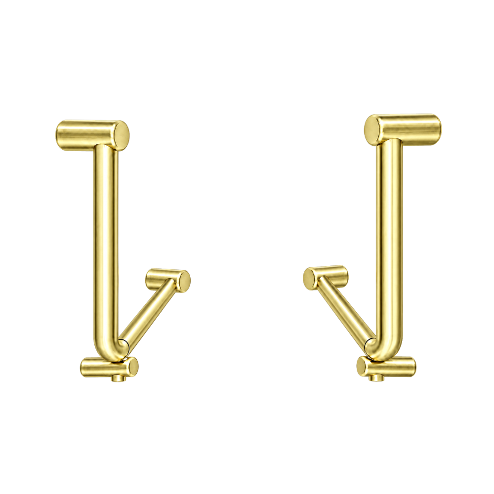 Calibre Mecca 32mm AS1428.1 Ambulant Toilet Cubicle Grab Rail Pair 90 Degree 450X450 Bent Rail Brushed Gold - RPNRCR3290dBG