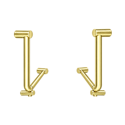 Calibre Mecca 32mm AS1428.1 Ambulant Toilet Cubicle Grab Rail Pair 90 Degree 450X450 Bent Rail Brushed Gold - RPNRCR3290dBG