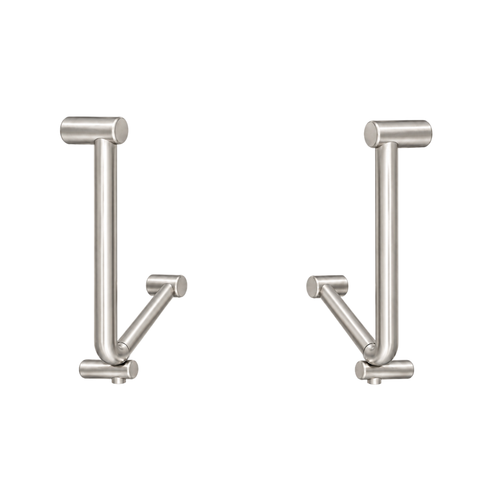 Calibre Mecca 32mm AS1428.1 Ambulant Toilet Cubicle Grab Rail Pair 90 Degree 450X450 Bent Rail Brushed Nickel - RPNRCR3290dBN