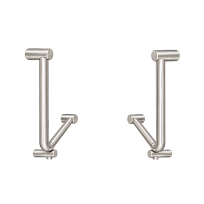 Calibre Mecca 32mm AS1428.1 Ambulant Toilet Cubicle Grab Rail Pair 90 Degree 450X450 Bent Rail Brushed Nickel - RPNRCR3290dBN