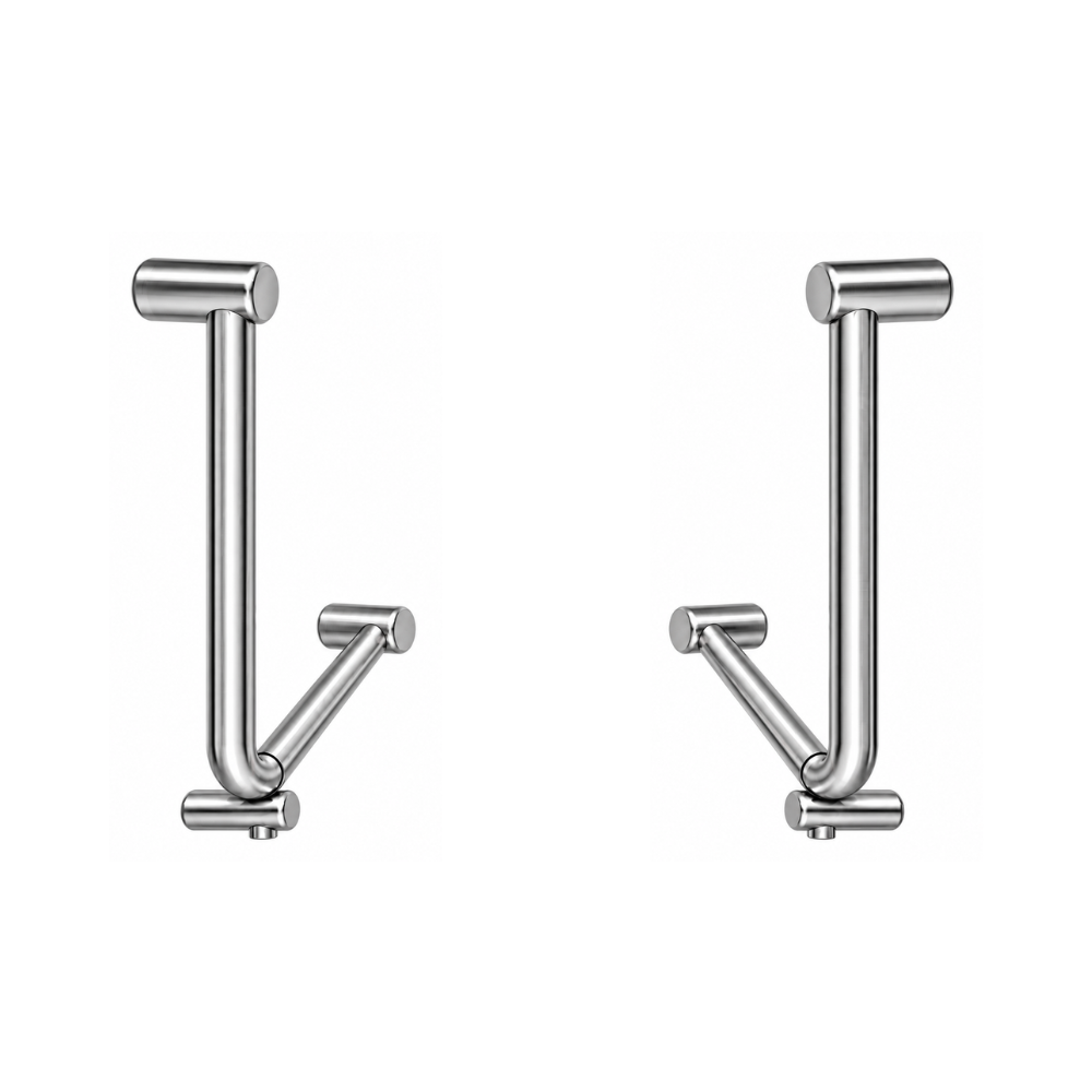 Calibre Mecca 32mm AS1428.1 Ambulant Toilet Cubicle Grab Rail Pair 90 Degree 450X450 Bent Rail Chrome - RPNRCR3290dCH