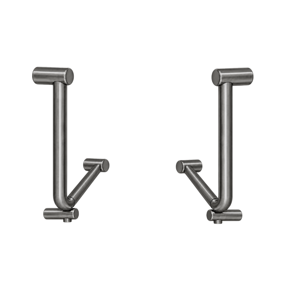 Calibre Mecca 32mm AS1428.1 Ambulant Toilet Cubicle Grab Rail Pair 90 Degree 450X450 Bent Rail Gun Metal - RPNRCR3290dGM