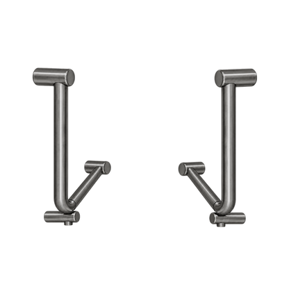 Calibre Mecca 32mm AS1428.1 Ambulant Toilet Cubicle Grab Rail Pair 90 Degree 450X450 Bent Rail Gun Metal - RPNRCR3290dGM