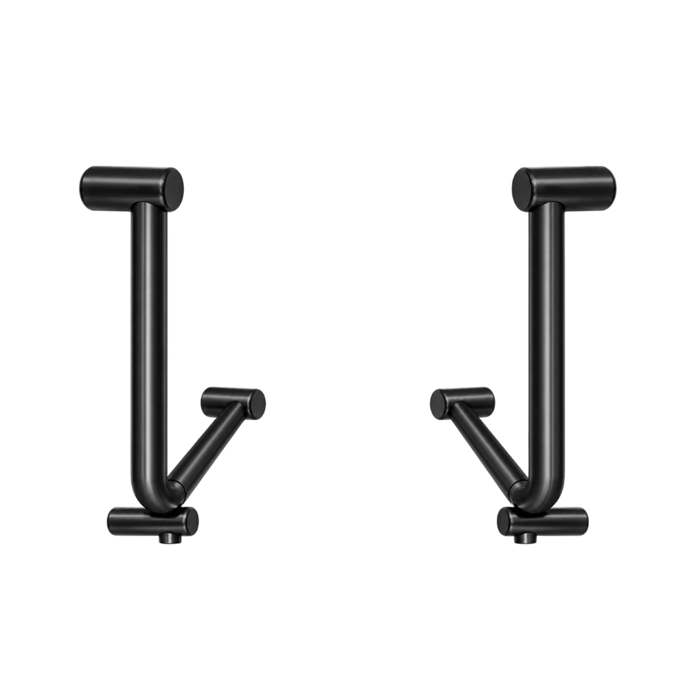 Calibre Mecca 32mm AS1428.1 Ambulant Toilet Cubicle Grab Rail Pair 90 Degree 450X450 Bent Rail Matte Black - RPNRCR3290dMB