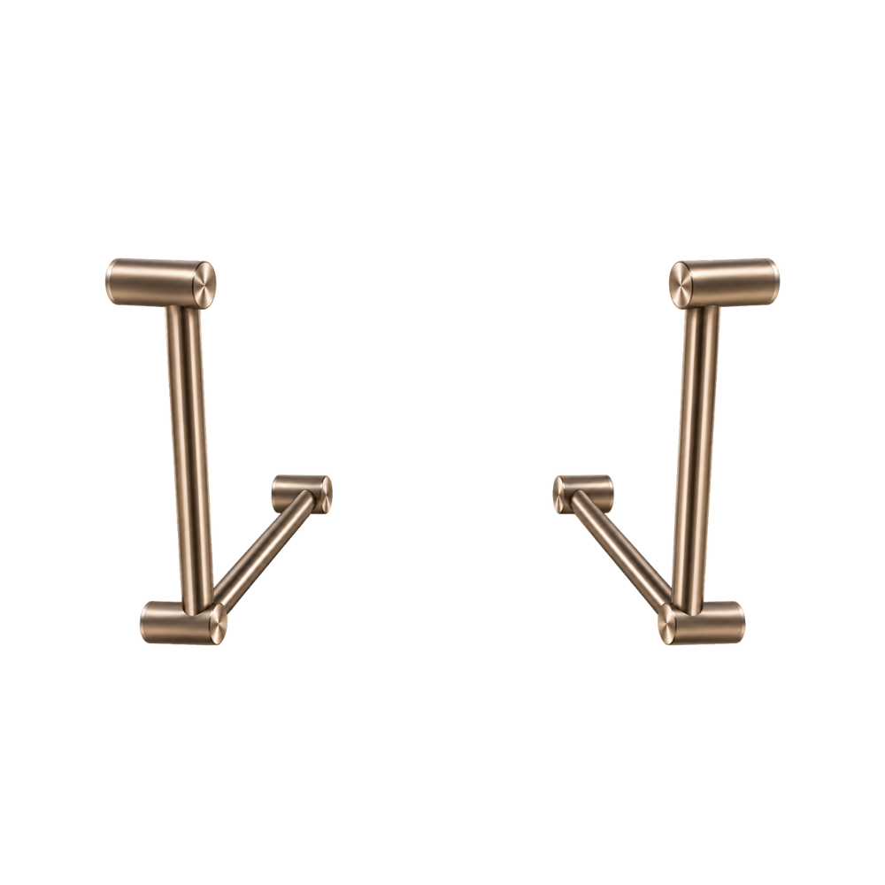 Calibre Mecca 32mm AS1428.1 Ambulant Toilet Cubicle Grab Rail Pair 90 Degree 450X450 Brushed Bronze - RPNRCR3290aBZ