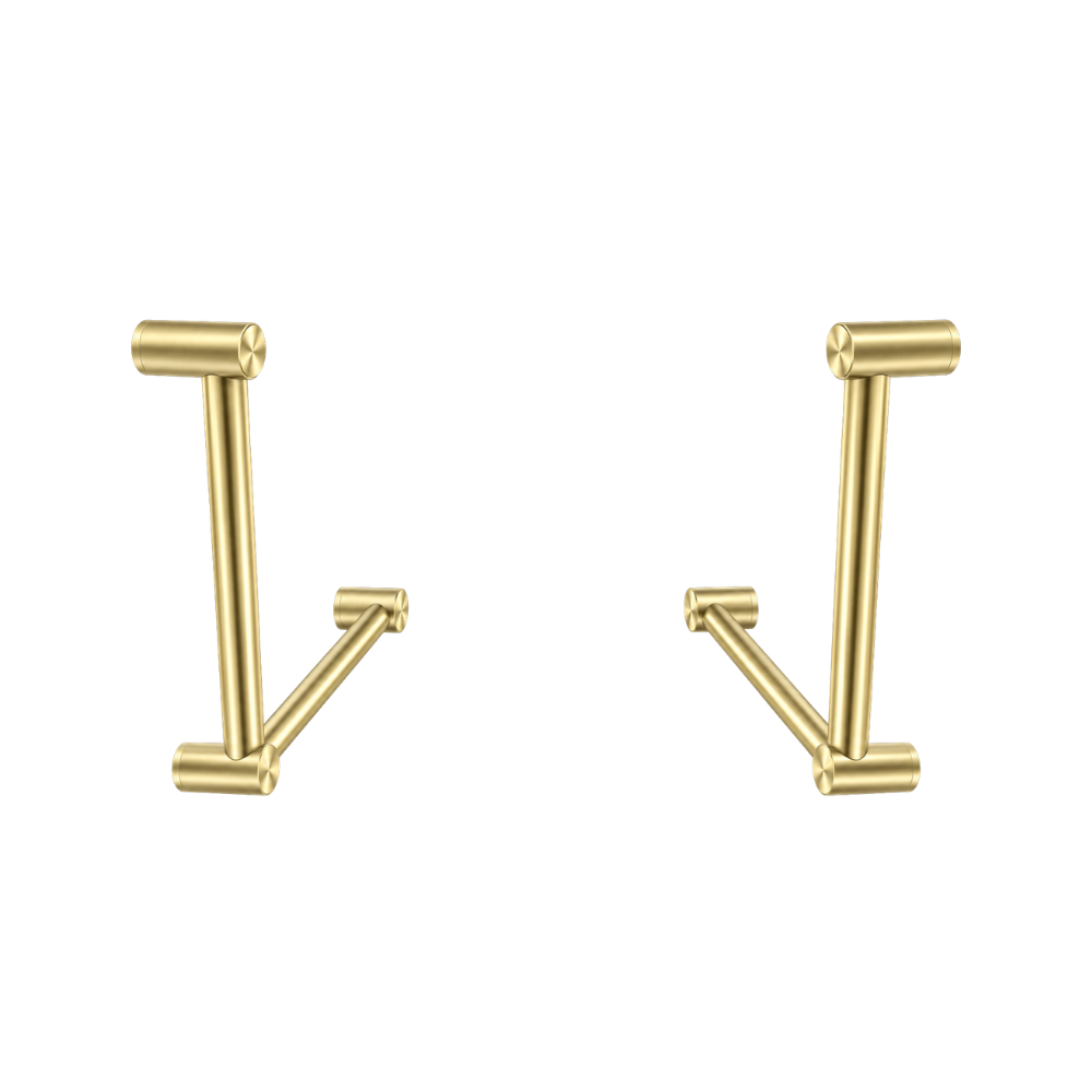 Calibre Mecca 32mm AS1428.1 Ambulant Toilet Cubicle Grab Rail Pair 90 Degree 450X450 Brushed Gold - RPNRCR3290aBG