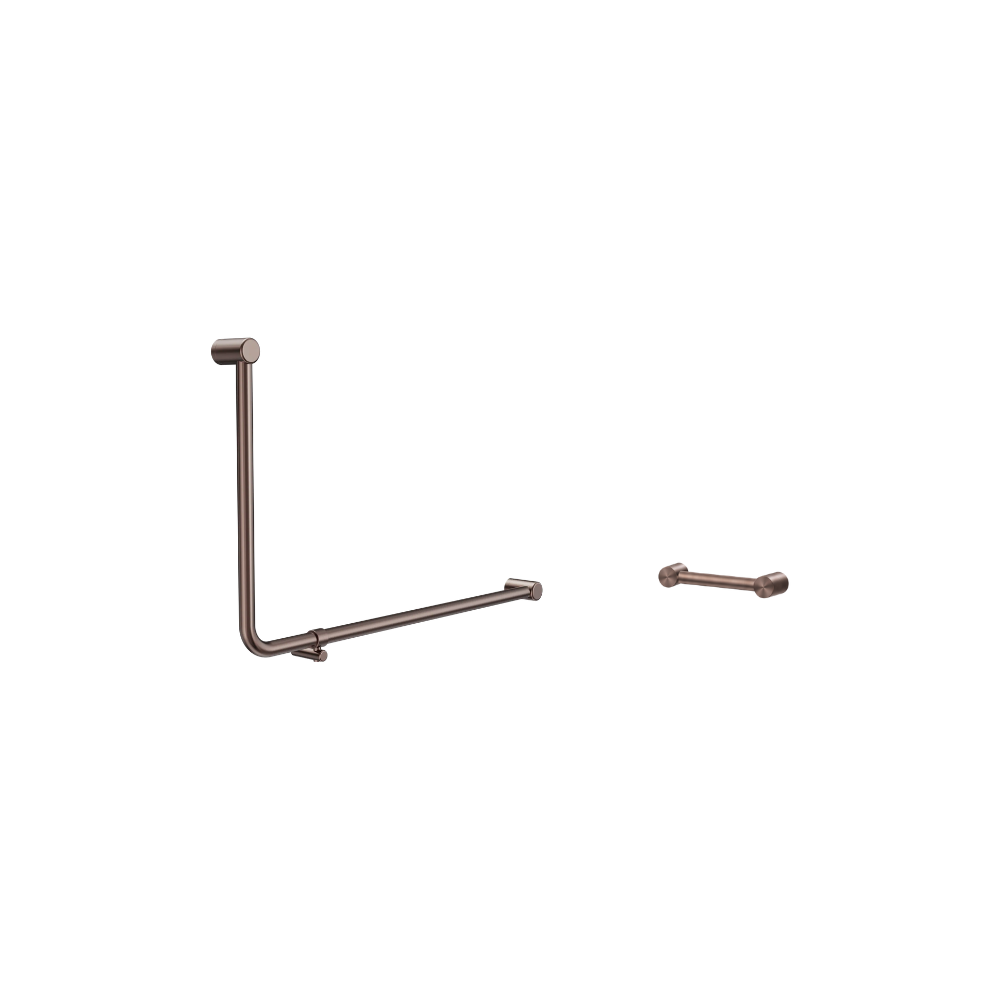 Calibre Mecca 32mm DDA Accessible Toilet 90 Degree Grab Rail 600x1000mm and 300mm Grab Rail Brushed Bronze - R01AD90eBZ
