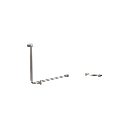 Calibre Mecca 32mm DDA Accessible Toilet 90 Degree Grab Rail 600x1000mm and 300mm Grab Rail Brushed Nickel - R01AD90eBN