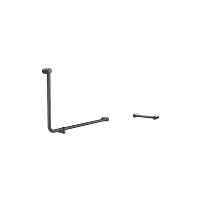 Calibre Mecca 32mm DDA Accessible Toilet 90 Degree Grab Rail 600x1000mm and 300mm Grab Rail Gun Metal - R01AD90eGM