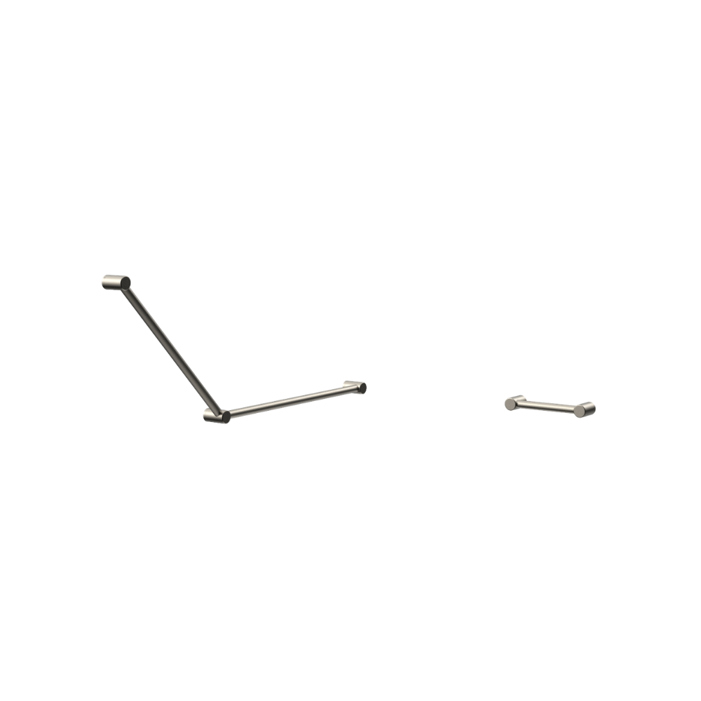 Calibre Mecca 32 DDA Accessible Toilet Grab Rail Set 45 Degree and 300 Grab Rail Brushed Nickel - R01AD45BN
