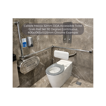 Calibre Mecca 32mm DDA Accessible Toilet Grab Rail Set 90 Degree Continuous 600x1065x1025mm Matte Black - NRCR3290cMB