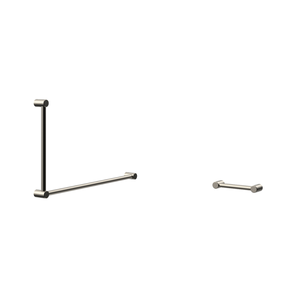 Calibre Mecca 32 DDA Accessible Toilet Grab Rail Set 90 Degree and 300 Grab Rail Brushed Nickel - R01AD90BN
