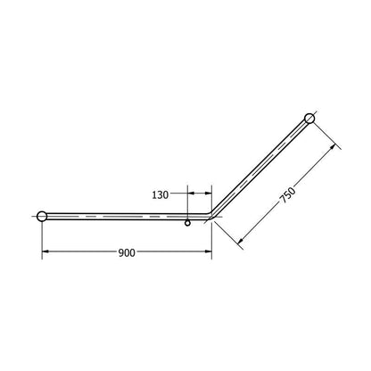 Calibre Mecca 32mm DDA Grab Rails Set 45 Degree Bent Tube 750X900mm Brushed Nickel - NRCR3245GBN