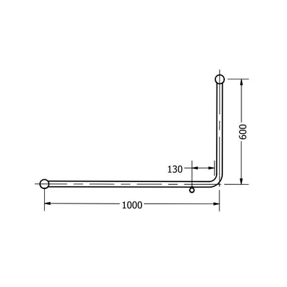 Calibre Mecca 32mm DDA Grab Rails Set 90 Degree Bent Tube 600X1000mm Brushed Nickel - NRCR3290GBN