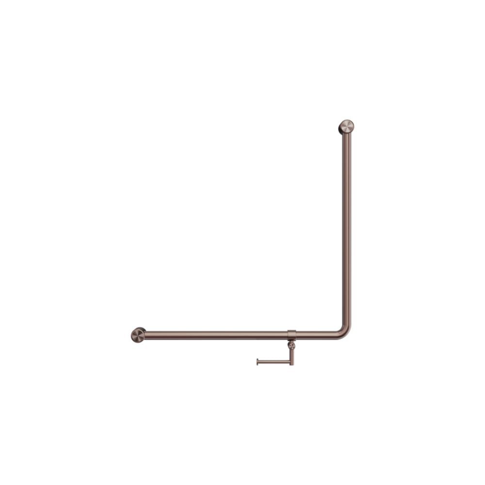 Calibre Mecca 32mm NZ4121 Accessible 90 Degree Grab Rail 750x750mm With Toilet Roll Holder Brushed Bronze - NRCR3290bhBZ