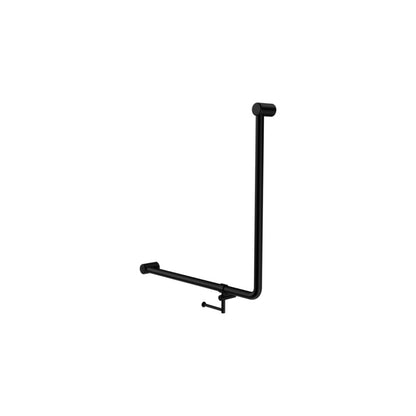 Calibre Mecca 32mm NZ4121 Accessible 90 Degree Grab Rail 750x750mm With Toilet Roll Holder Matte Black - NRCR3290bhMB