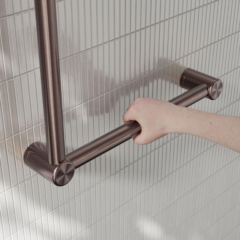 Calibre Mecca 32mm New Zealand Toilet Grab Rail 90 Degree 750x750mm Brushed Bronze - R01A7575BZ