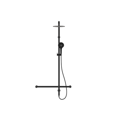 Calibre Mecca 32mm T Bar Grab Rail 1100x750mm Twin Shower Set Matte Black (Stock arriving early Novmeber) - NRCS008MB