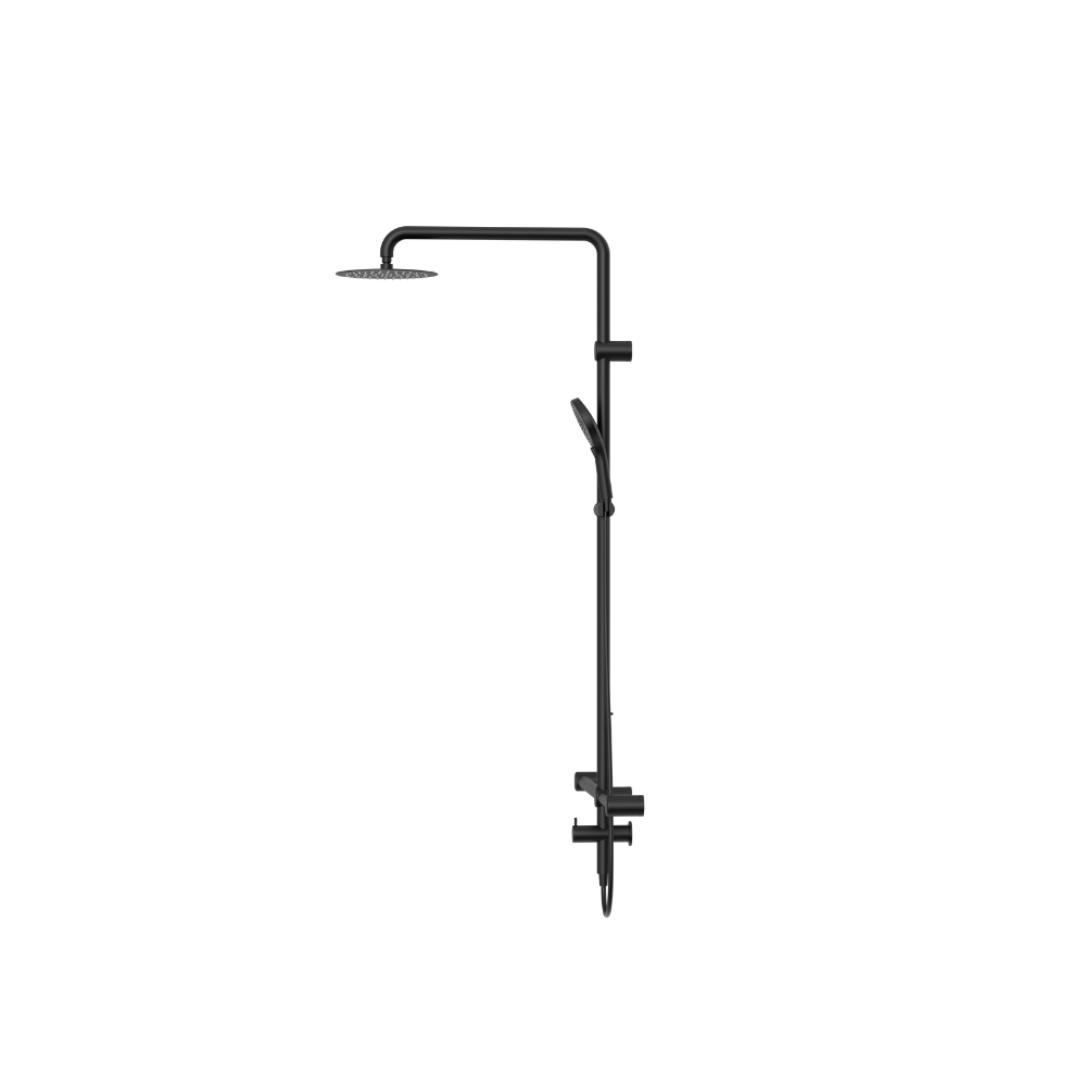 Calibre Mecca 32mm T Bar Grab Rail 1100x750mm Twin Shower Set Matte Black (Stock arriving early Novmeber) - NRCS008MB