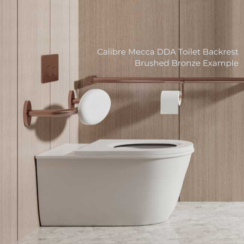 Calibre Mecca DDA Toilet Backrest Brushed Gold - NRCR0001BG