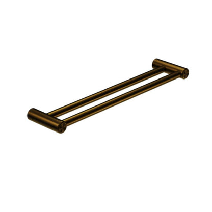 Calibre Terra 25mm Double Towel Rail 600mm Organic Brass Aged Medium Living (Made to Order) - RE1T60AB