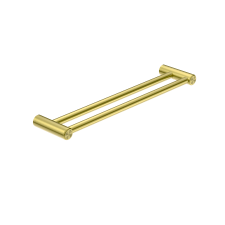 Calibre Terra 25mm Double Towel Rail 600mm Organic Brushed Brass Living (Made to Order) - RE1T60BBL