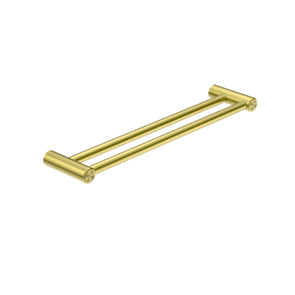 Calibre Terra 25mm Double Towel Rail 600mm Organic Brushed Brass Living (Made to Order) - RE1T60BBL