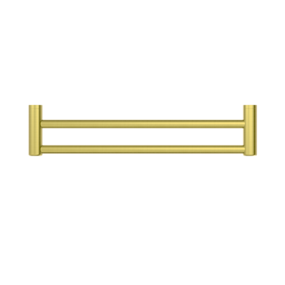 Calibre Terra 25mm Double Towel Rail 600mm Organic Brushed Brass Living (Made to Order) - RE1T60BBL