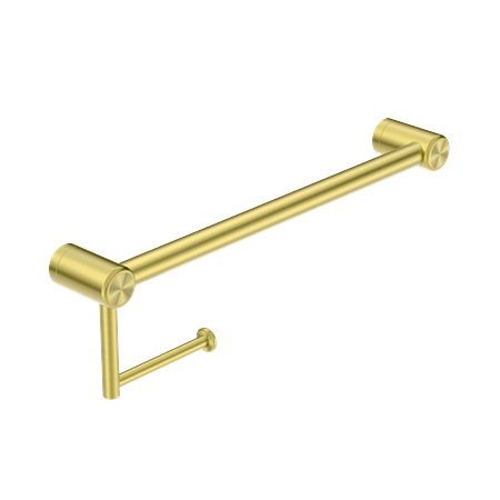 Calibre Terra 25mm Grab Rail 300mm With Toilet Roll Holder 25mm Organic Brushed Brass Living (Made to Order) - RE1H30BBL