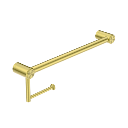 Calibre Terra 25mm Grab Rail 300mm With Toilet Roll Holder 25mm Organic Brushed Brass Living (Made to Order) - RE1H30BBL