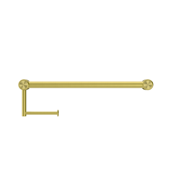 Calibre Terra 25mm Grab Rail 300mm With Toilet Roll Holder 25mm Organic Brushed Brass Living (Made to Order) - RE1H30BBL