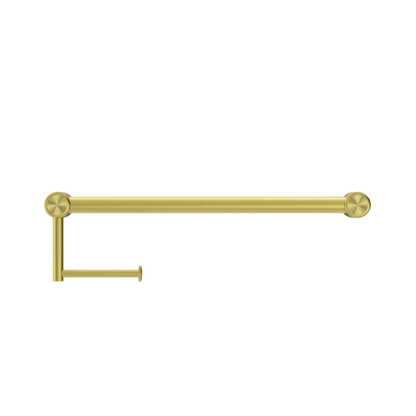 Calibre Terra 25mm Grab Rail 300mm With Toilet Roll Holder 25mm Organic Brushed Brass Living (Made to Order) - RE1H30BBL