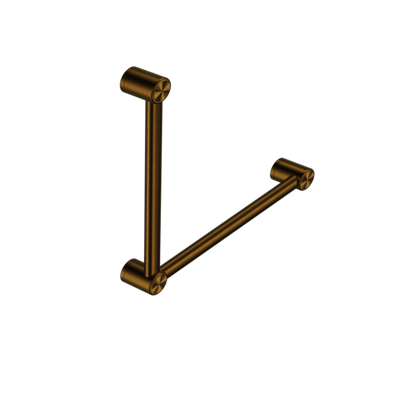 Calibre Terra 32mm Ambulant Toilet Grab Rail 90 Degree 450mm Each Direction Organic Brass Aged Medium Living (Made to Order) - R01A490AB