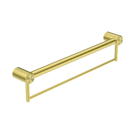 Calibre Terra 32mm Grab Rail  With Towel Holder 600mm Organic Brushed Brass Living (Made to Order) - R01T60BBL