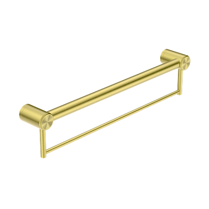 Calibre Terra 32mm Grab Rail  With Towel Holder 600mm Organic Brushed Brass Living (Made to Order) - R01T60BBL