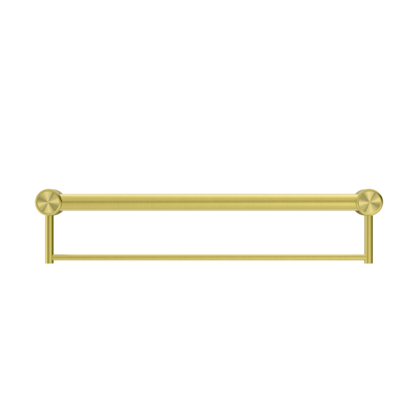 Calibre Terra 32mm Grab Rail  With Towel Holder 600mm Organic Brushed Brass Living (Made to Order) - R01T60BBL