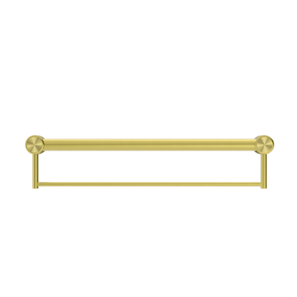 Calibre Terra 32mm Grab Rail  With Towel Holder 600mm Organic Brushed Brass Living (Made to Order) - R01T60BBL